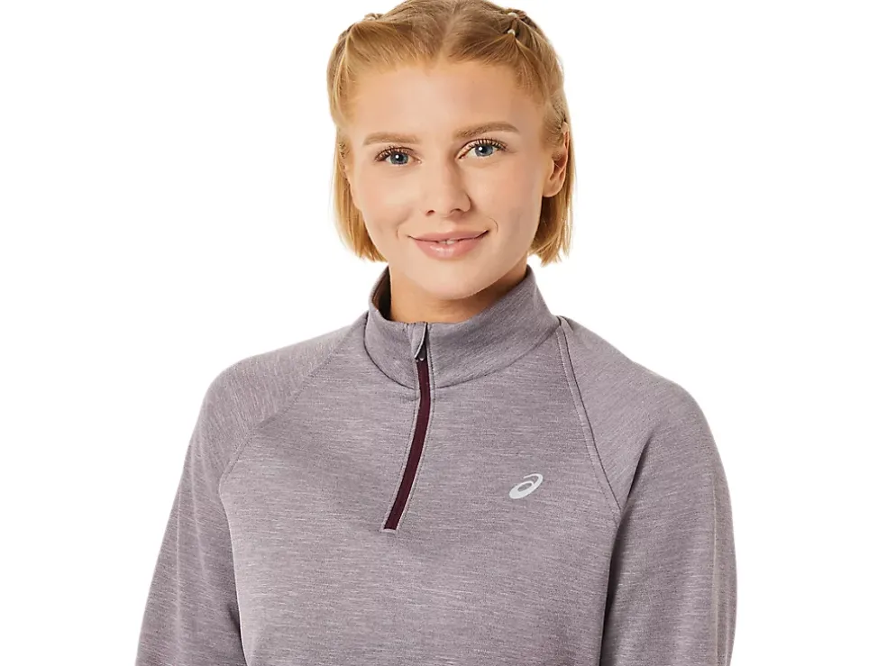 Shop ASICS THERMOPOLIS 1/4 ZIP Deep Mars Heather