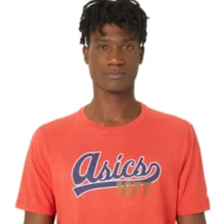 Cheap ASICS UNISEX 77 BASEBALL TEE Classic Red Heather