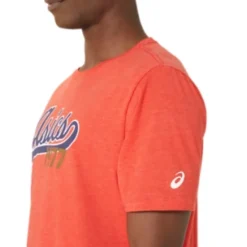 Cheap ASICS UNISEX 77 BASEBALL TEE Classic Red Heather