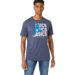 Fashion ASICS UNISEX BLUE JEAN MILE CREW TEE Peacoat Heather