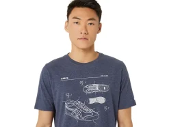 Best ASICS UNISEX SHOE SCHEMATIC TEE Peacoat Heather