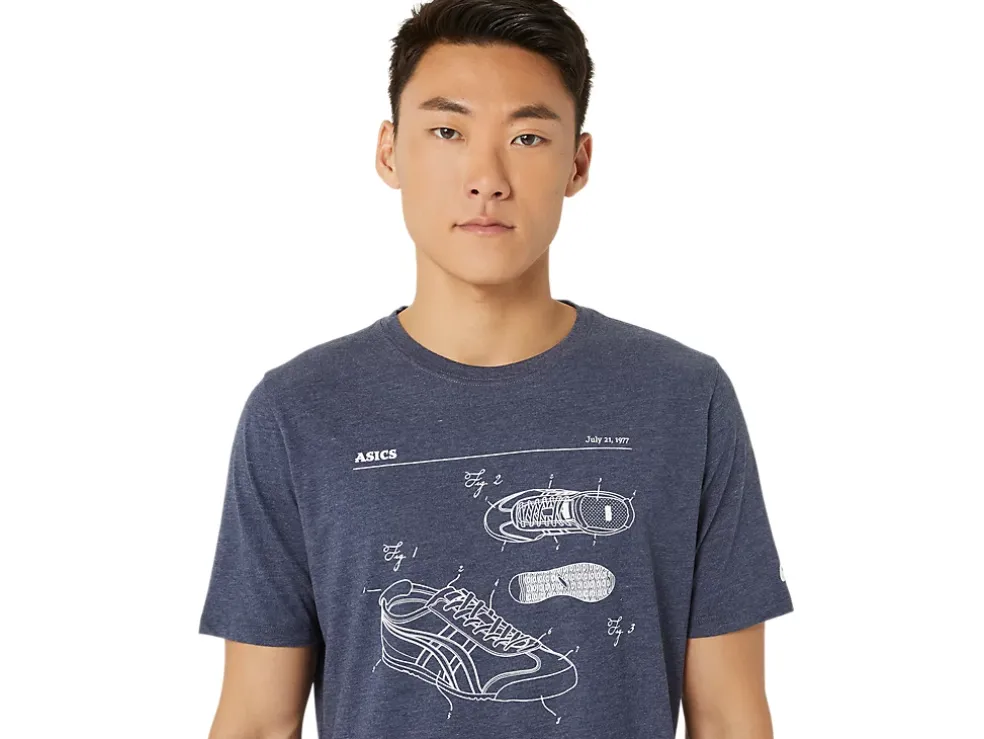 Best ASICS UNISEX SHOE SCHEMATIC TEE Peacoat Heather