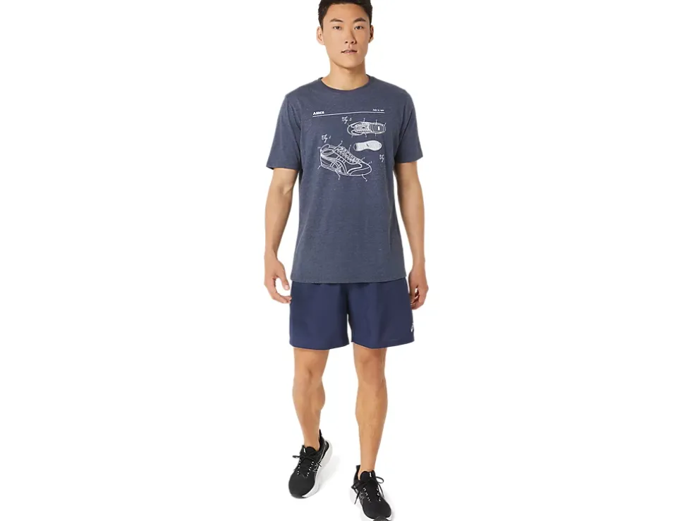 Best ASICS UNISEX SHOE SCHEMATIC TEE Peacoat Heather