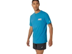 Shop ASICS UNISEX SMSB 1977 RUN CLUB SHORT SLEEVE TEE Island Blue Heather