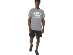 New ASICS UNISEX WRESTLING GRAPHIC TEE Mid Grey Heather