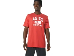 Best ASICS UNISEX WRESTLING GRAPHIC TEE Classic Red Heather