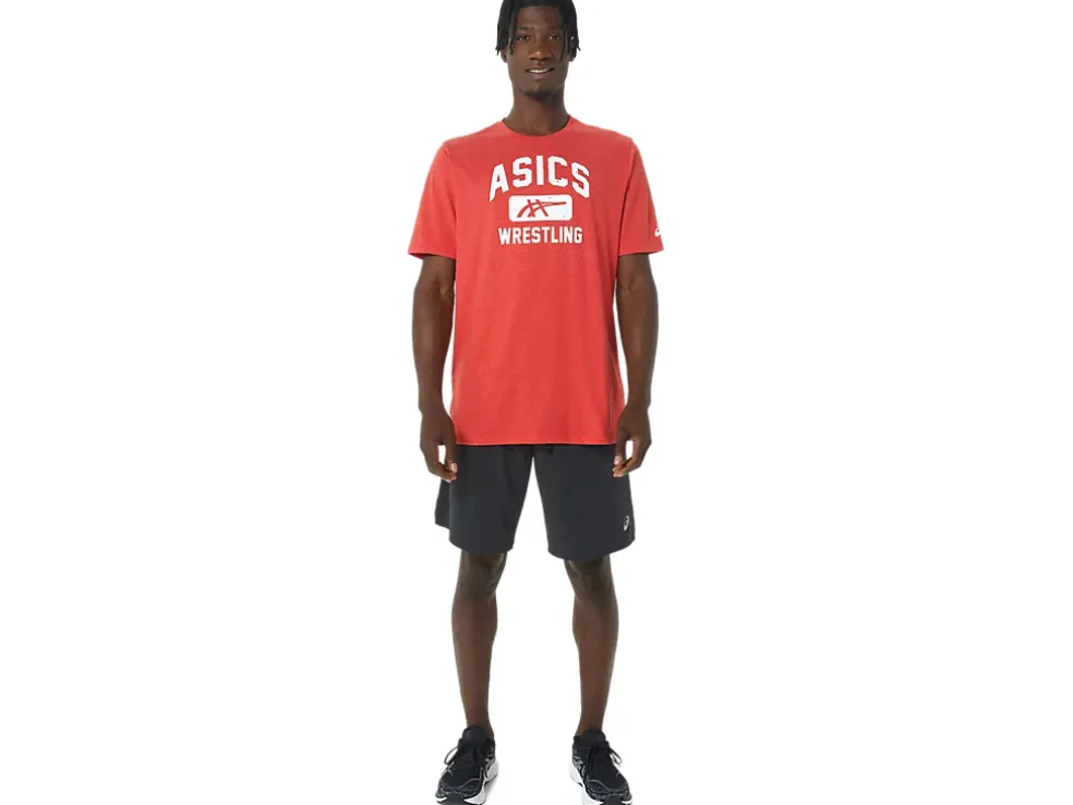 Best ASICS UNISEX WRESTLING GRAPHIC TEE Classic Red Heather