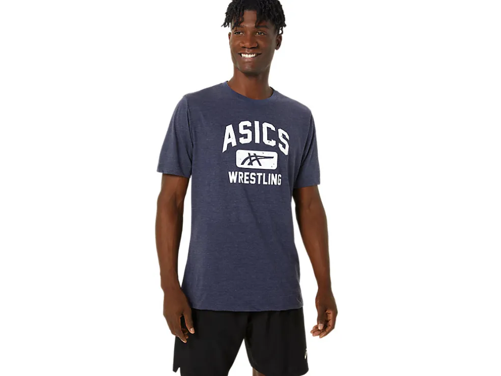 Sale ASICS UNISEX WRESTLING GRAPHIC TEE Peacoat Heather