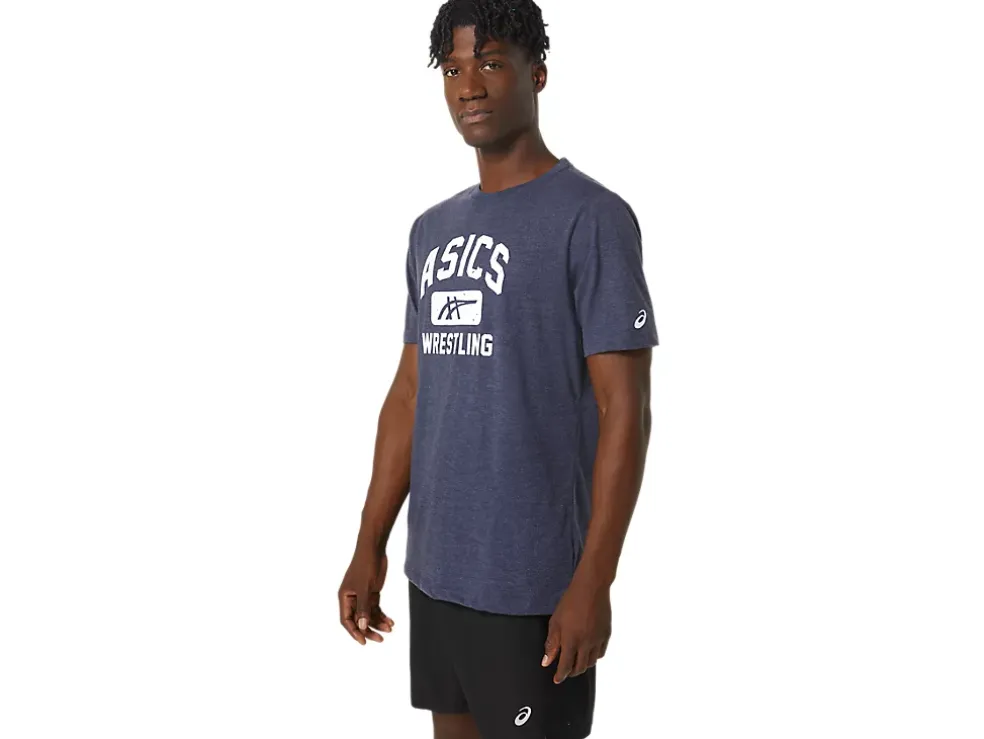 Sale ASICS UNISEX WRESTLING GRAPHIC TEE Peacoat Heather