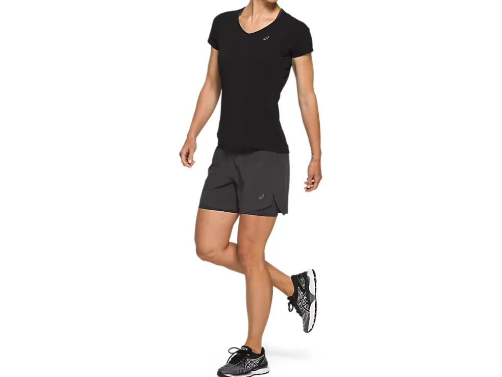 Cheap ASICS V-NECK SHORT SLEEVE TOP Performance Black