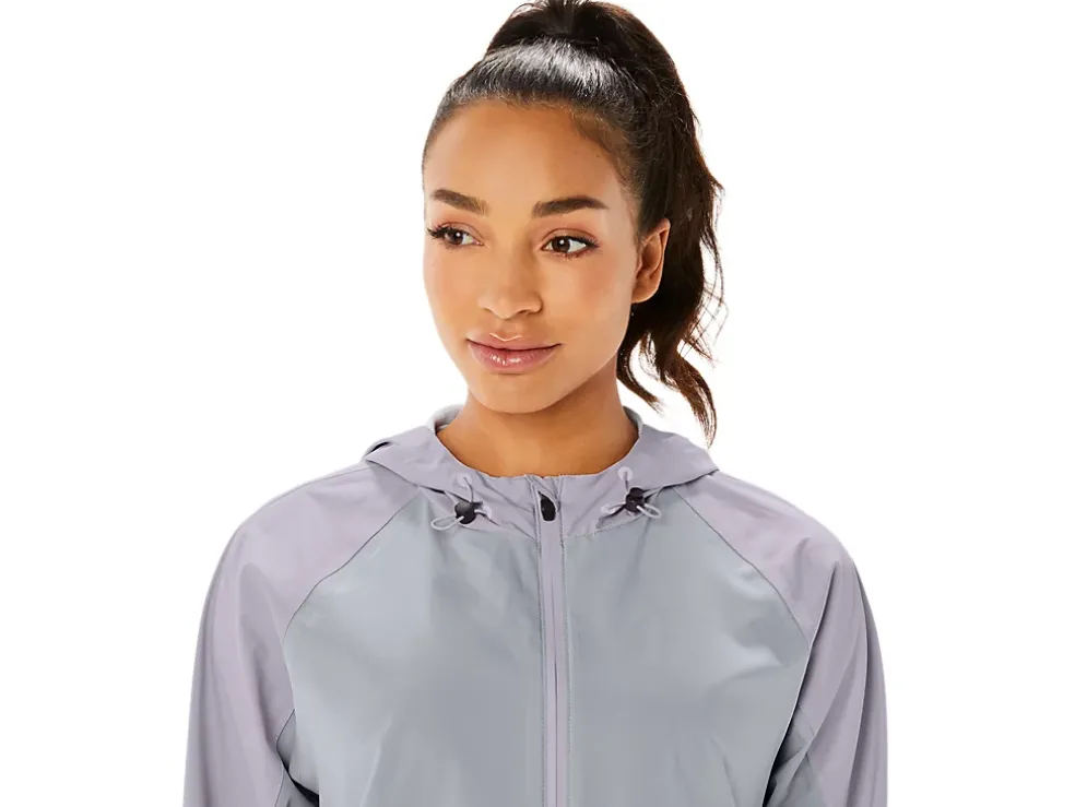 Outlet ASICS WATERPROOF JACKET Piedmont Grey/Dusk Violet