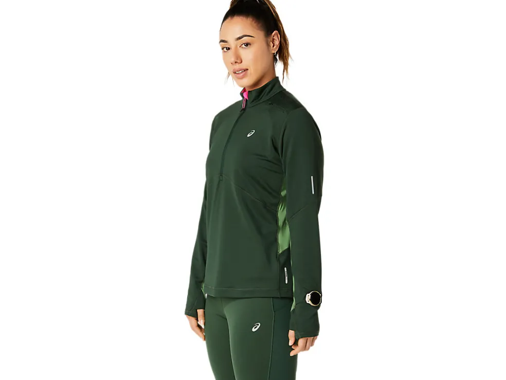 Cheap ASICS WINTER RUN 1/2 ZIP MID LAYER Rain Forest/Cedar Green