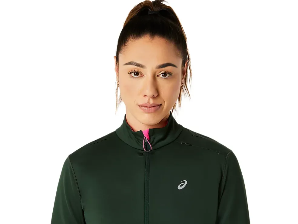 Cheap ASICS WINTER RUN 1/2 ZIP MID LAYER Rain Forest/Cedar Green