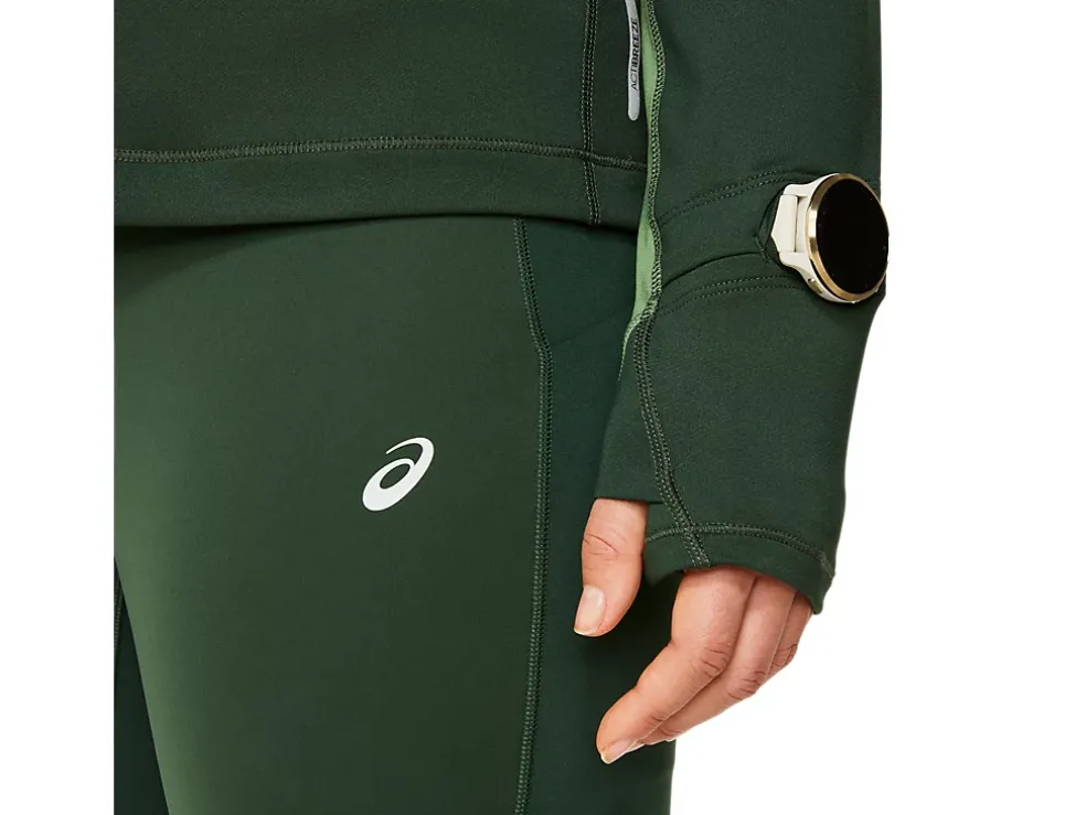 Cheap ASICS WINTER RUN 1/2 ZIP MID LAYER Rain Forest/Cedar Green