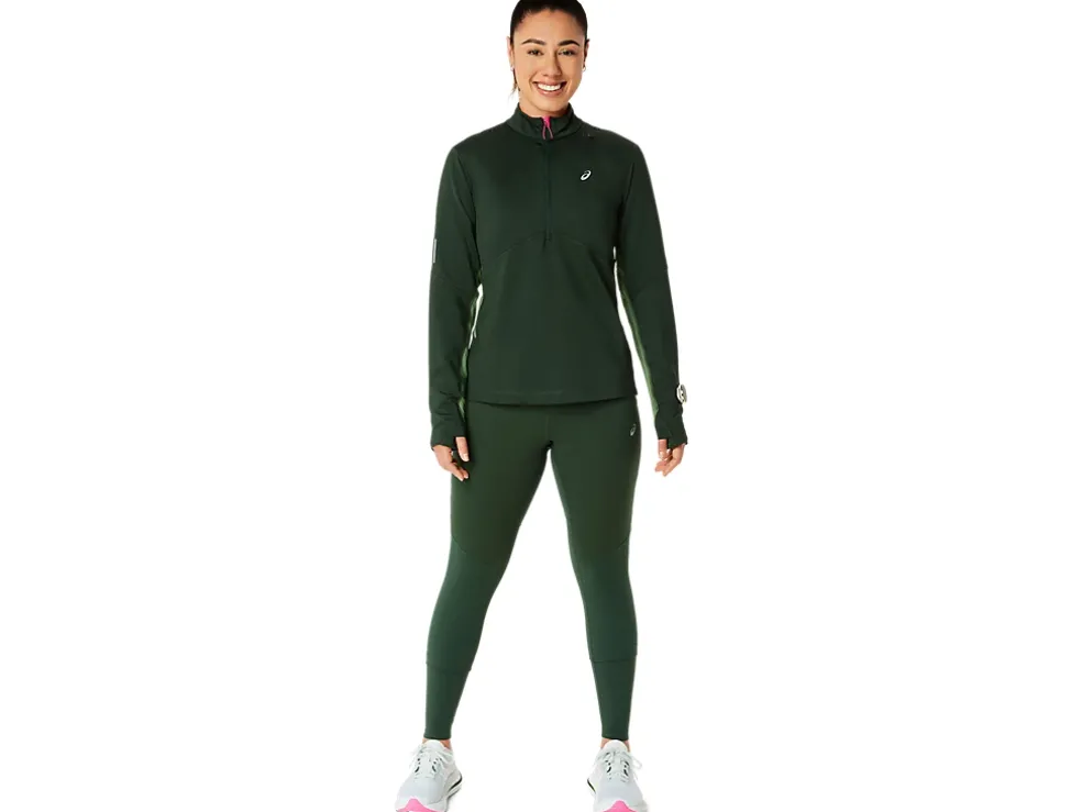 Cheap ASICS WINTER RUN 1/2 ZIP MID LAYER Rain Forest/Cedar Green