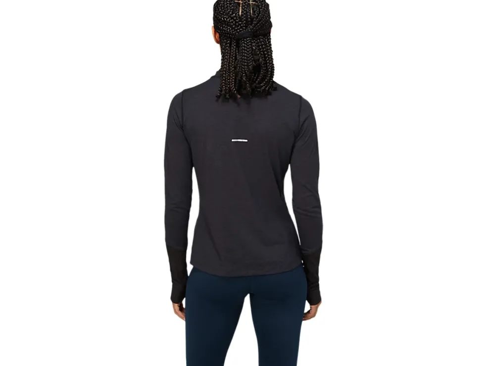Shop ASICS WOOL RIB LONG SLEEVE TOP Performance Black/Graphite Grey