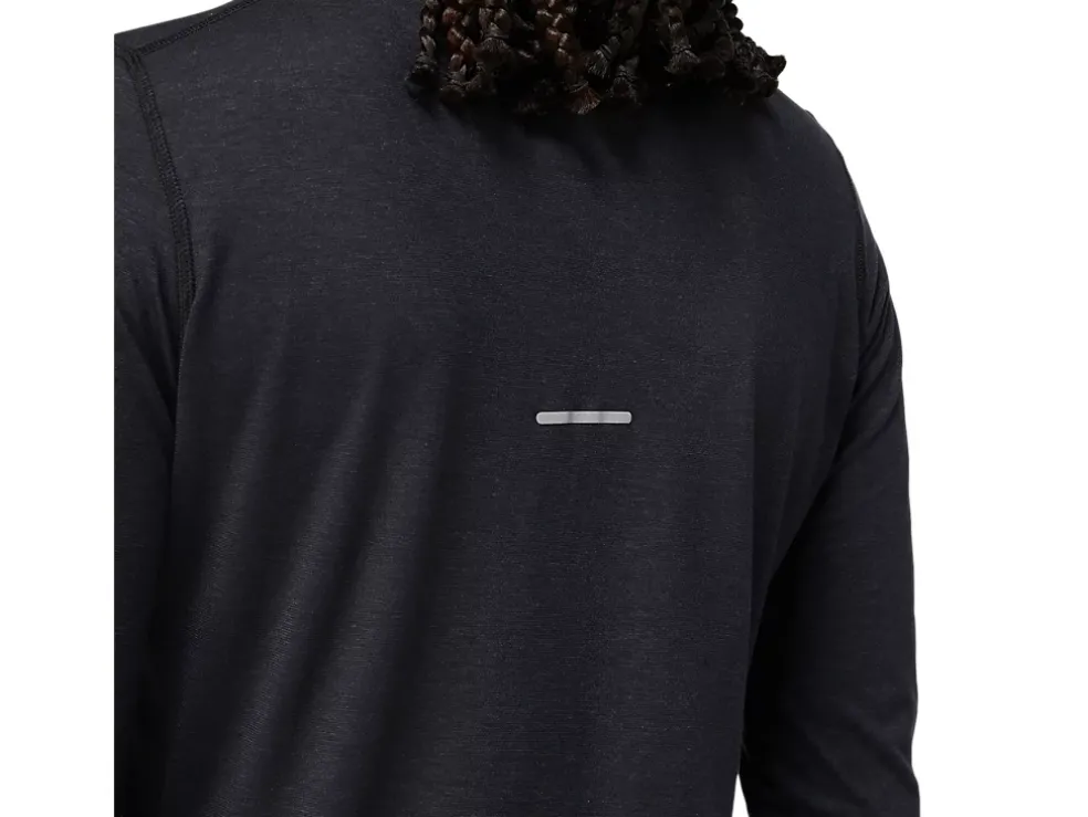 Shop ASICS WOOL RIB LONG SLEEVE TOP Performance Black/Graphite Grey