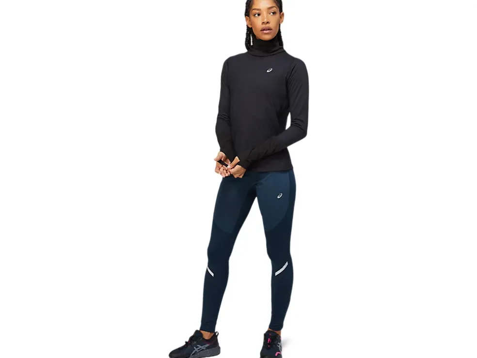 Shop ASICS WOOL RIB LONG SLEEVE TOP Performance Black/Graphite Grey