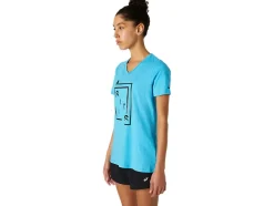 Clearance ASICS XG SHORT SLEEVE V-NECK Digital Aqua Heather