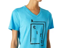 Clearance ASICS XG SHORT SLEEVE V-NECK Digital Aqua Heather