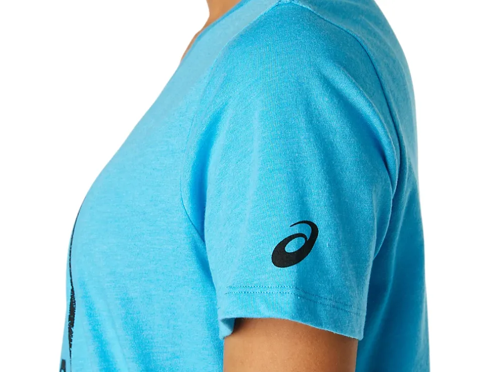 Clearance ASICS XG SHORT SLEEVE V-NECK Digital Aqua Heather