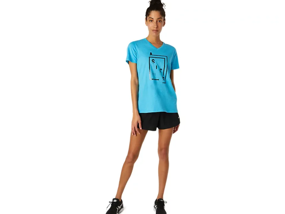 Clearance ASICS XG SHORT SLEEVE V-NECK Digital Aqua Heather