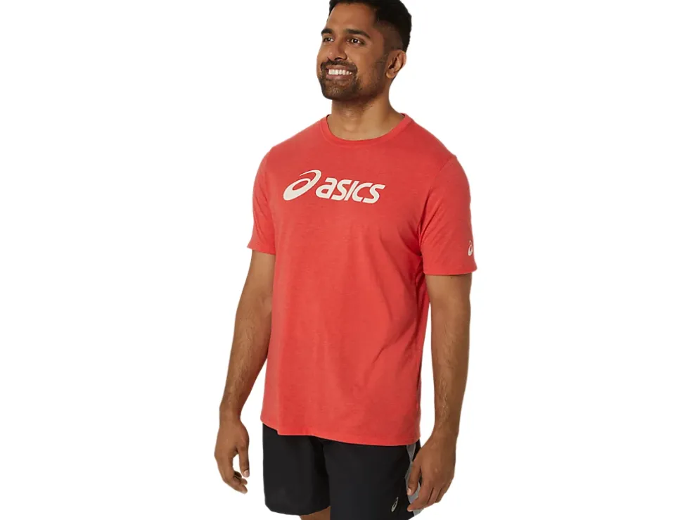 Flash Sale ASICS XG SHORT SLEEVE LOCKUP LOGO TEE Red Alert Heather